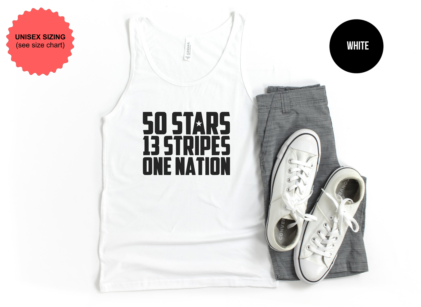 50 Stars, 13 Stripes, One Nation Tank Top