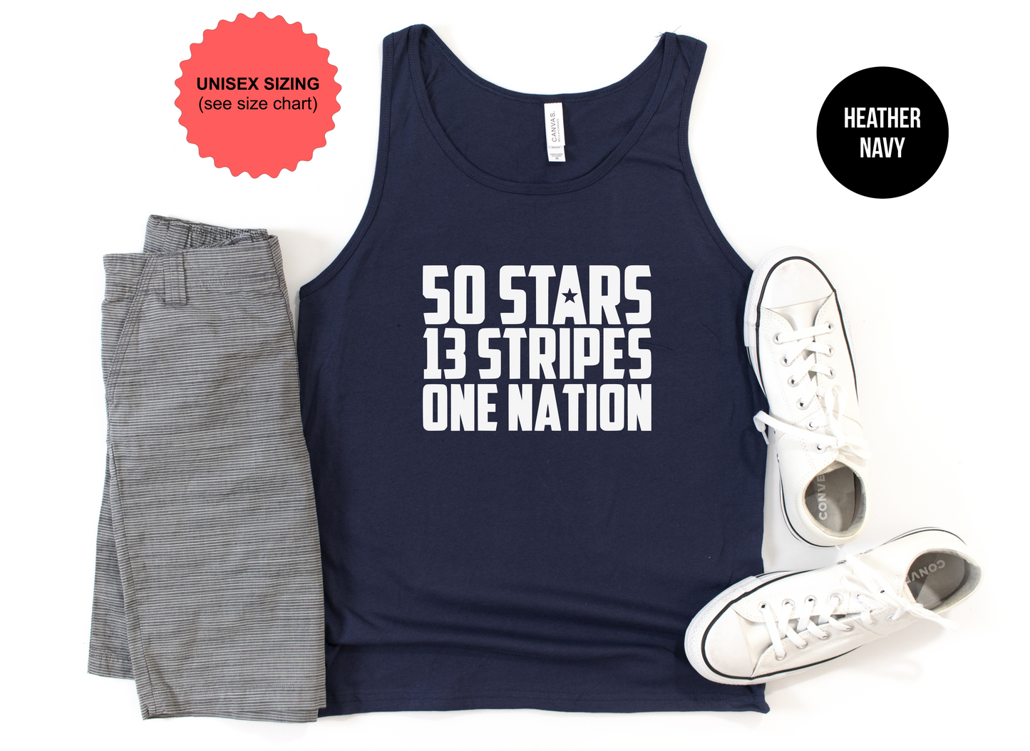 50 Stars, 13 Stripes, One Nation Tank Top