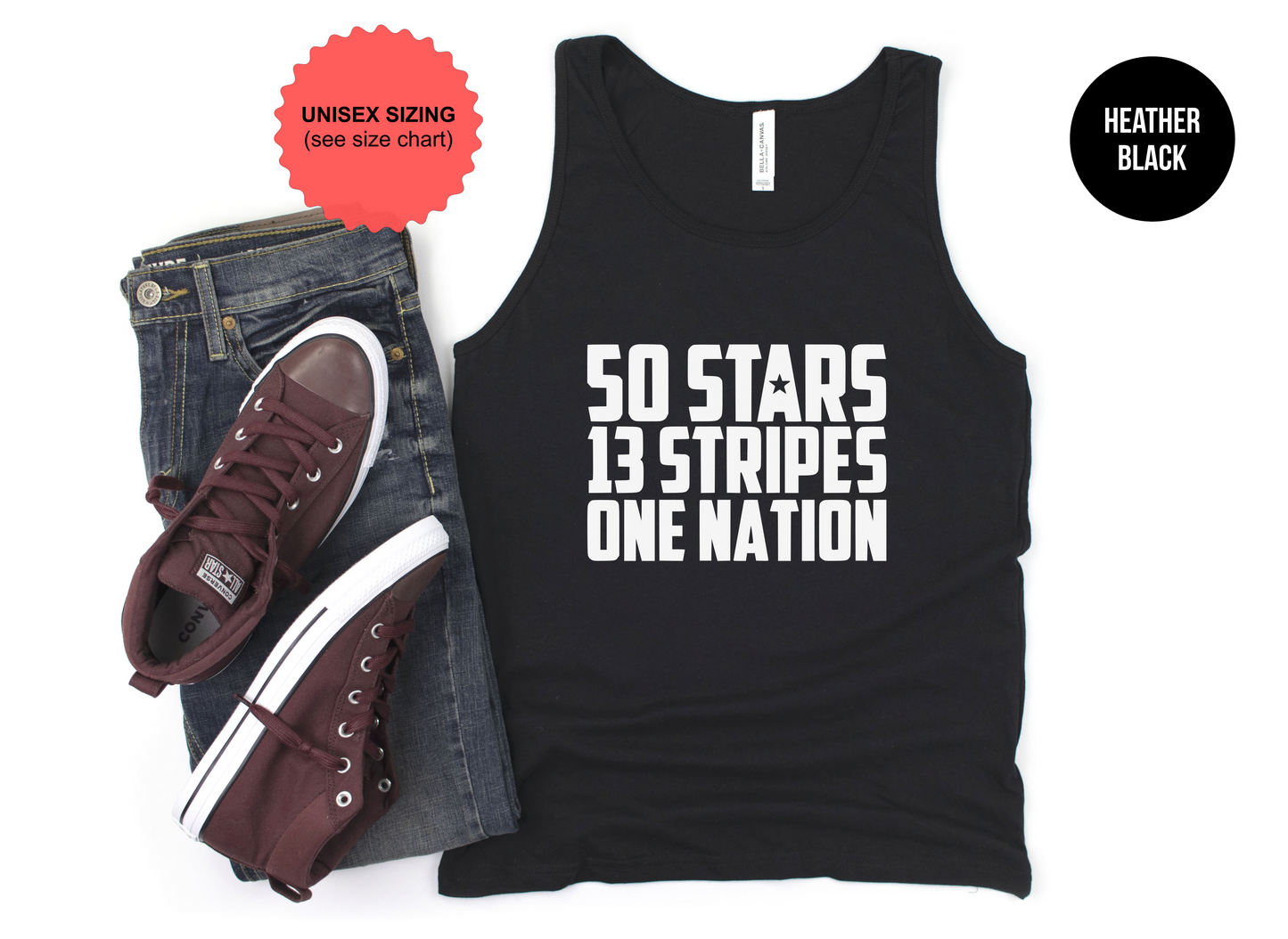 50 Stars, 13 Stripes, One Nation Tank Top