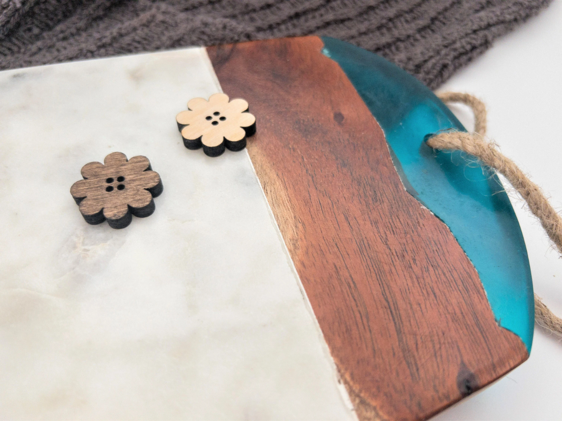 Custom Flower Shaped Wood Buttons