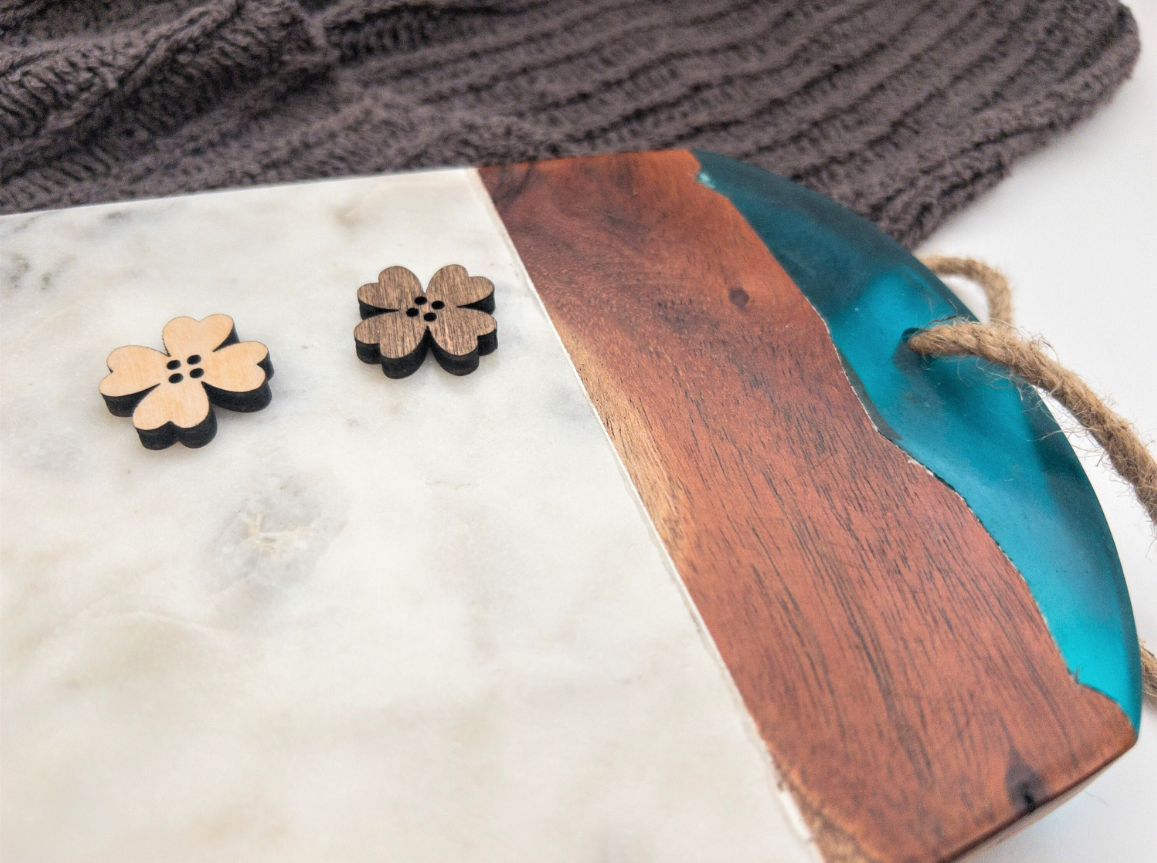 Custom Clover Shaped Wood Buttons