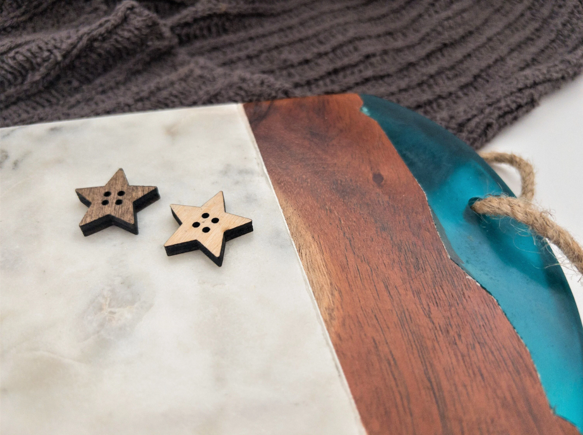 Star Shaped Wood Buttons