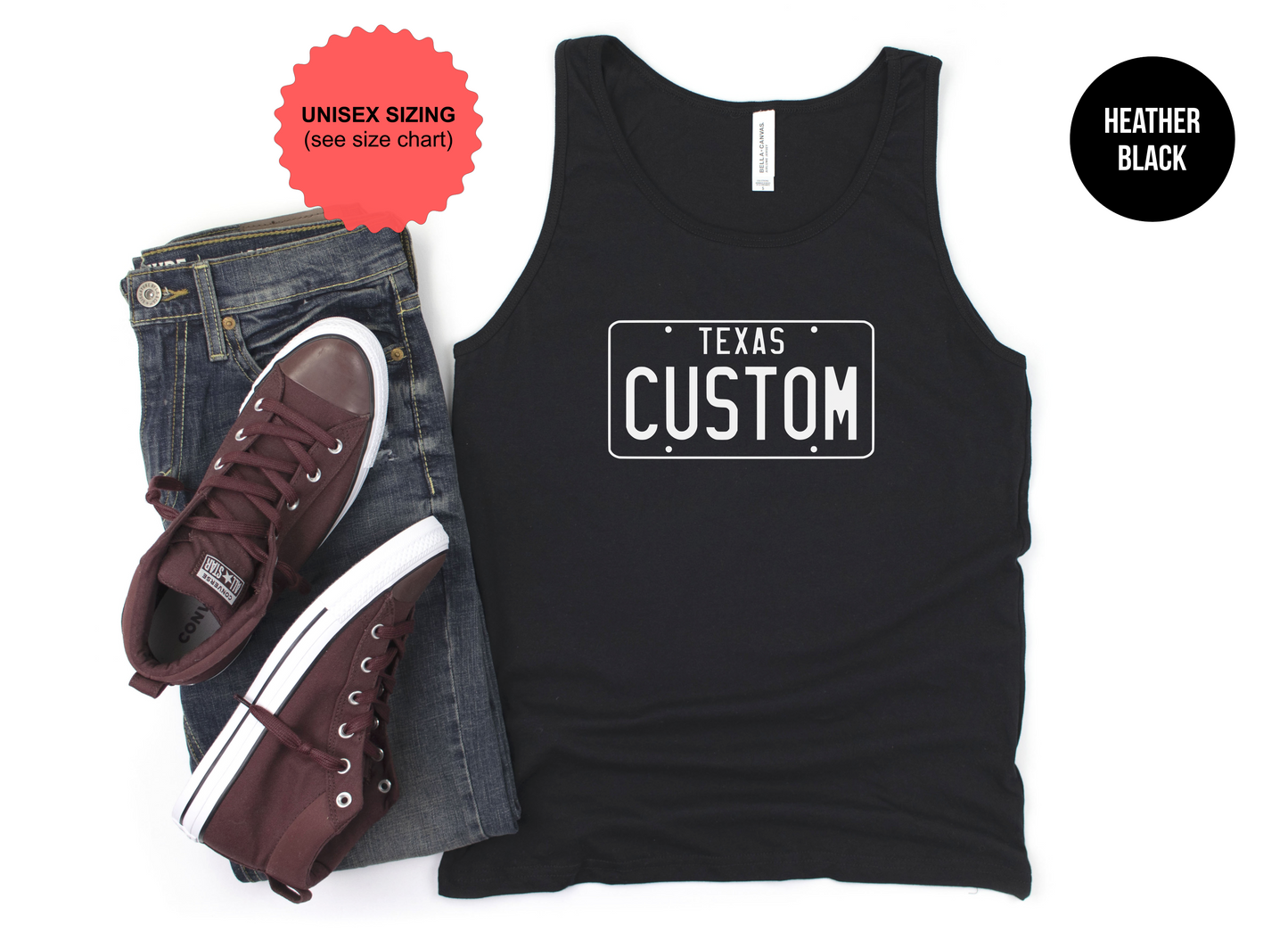 Custom Texas License Plate Tank Top