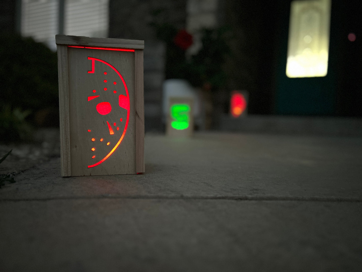Cedar Halloween Lanterns with Changeable Faces