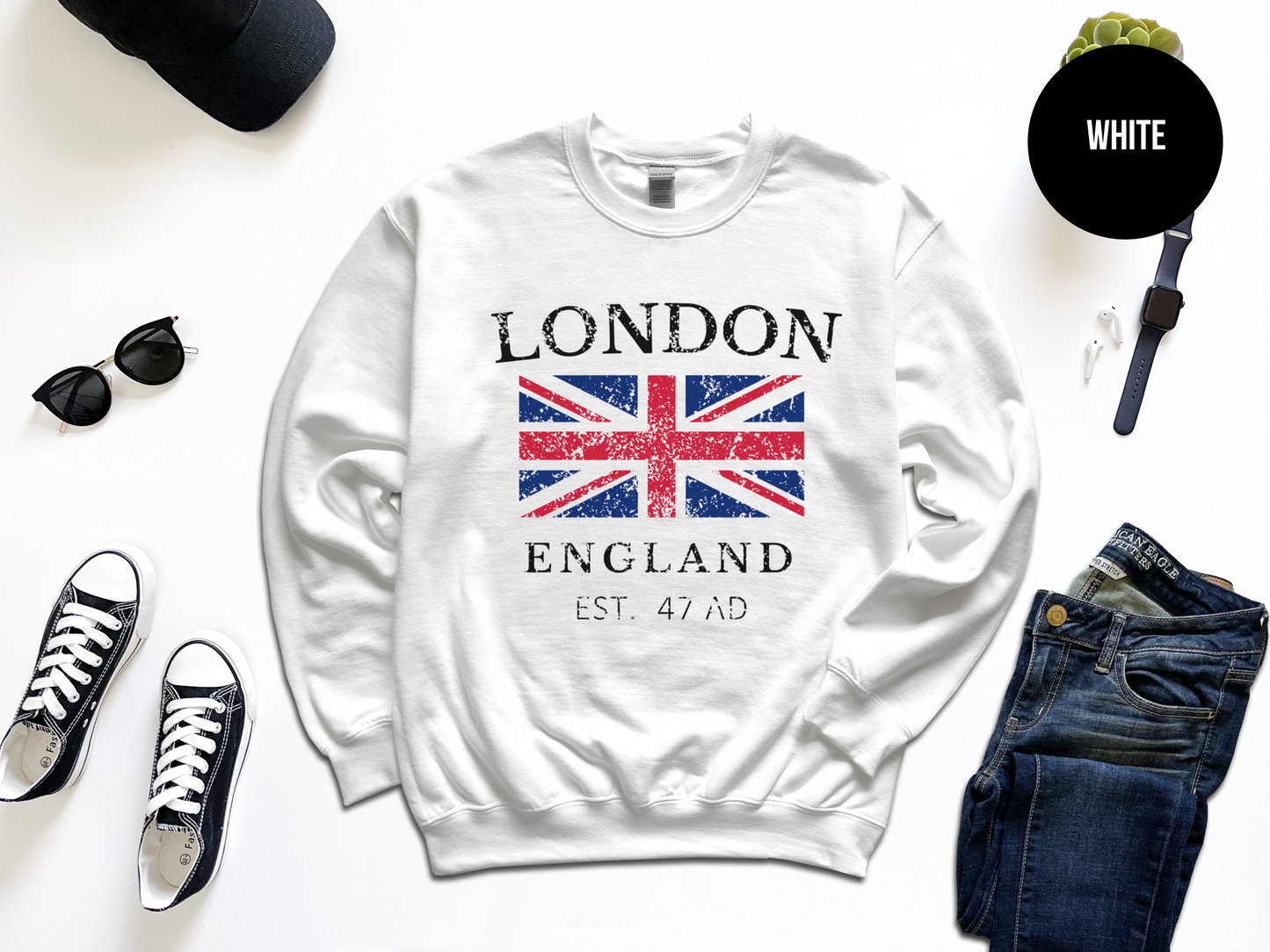 Distressed London England Sweatshirt