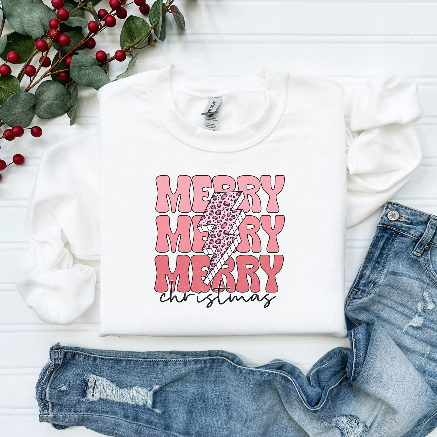 Merry Merry Merry Christmas Rocker Sweatshirt