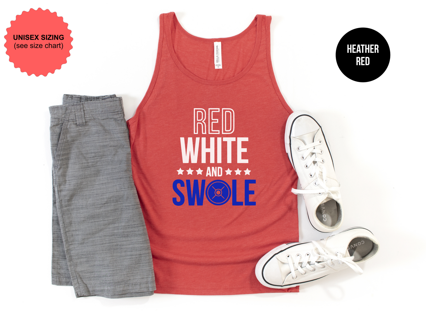 Red, White and Swole Tank Top