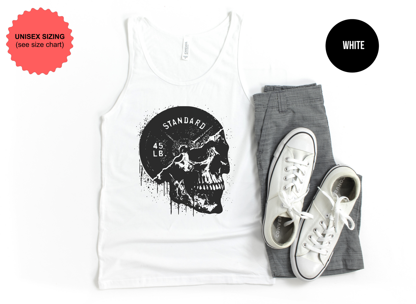 Barbell Plate Skull Tank Top