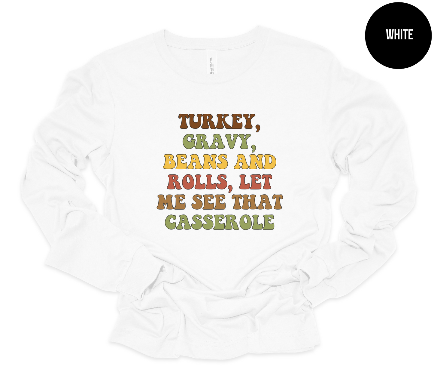 Turkey, Gravy, Beans and Rolls Long-Sleeve