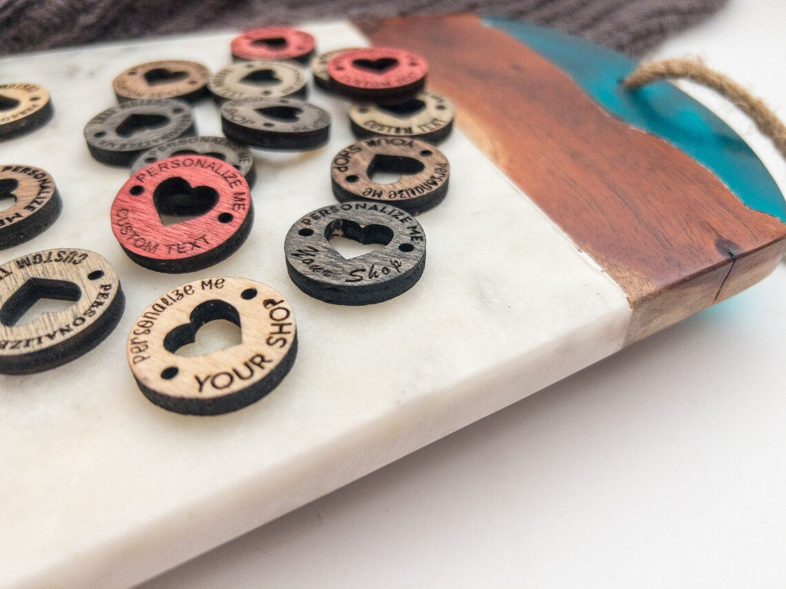 Custom Wood Buttons With Heart Cutout