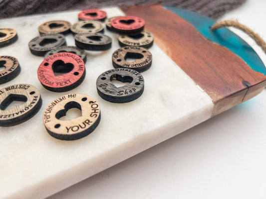 Custom Wood Buttons With Heart Cutout