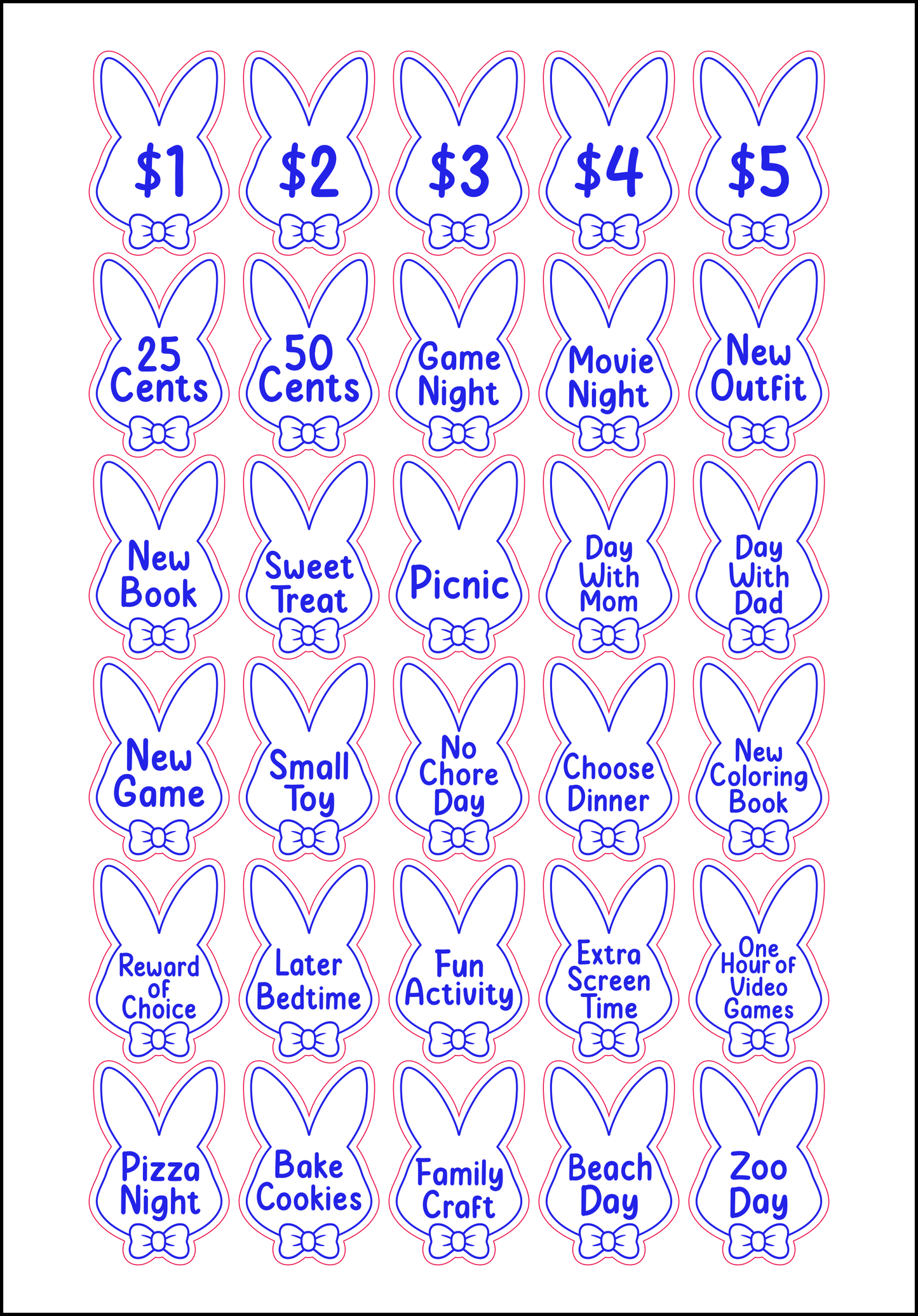 Bunny Boy Easter Egg Hunt Tokens