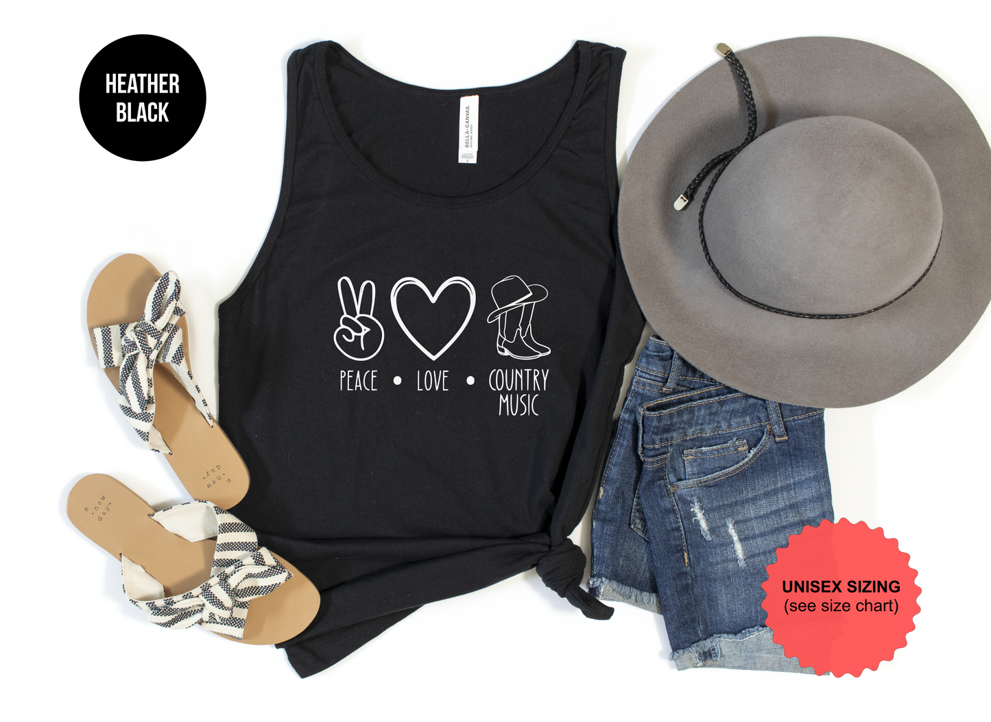 Peace, Love, Country Music Tank Top