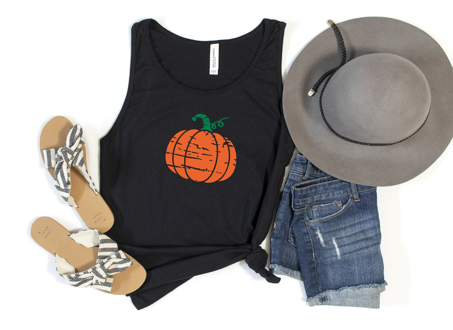 Distressed Pumpkin Tank Top