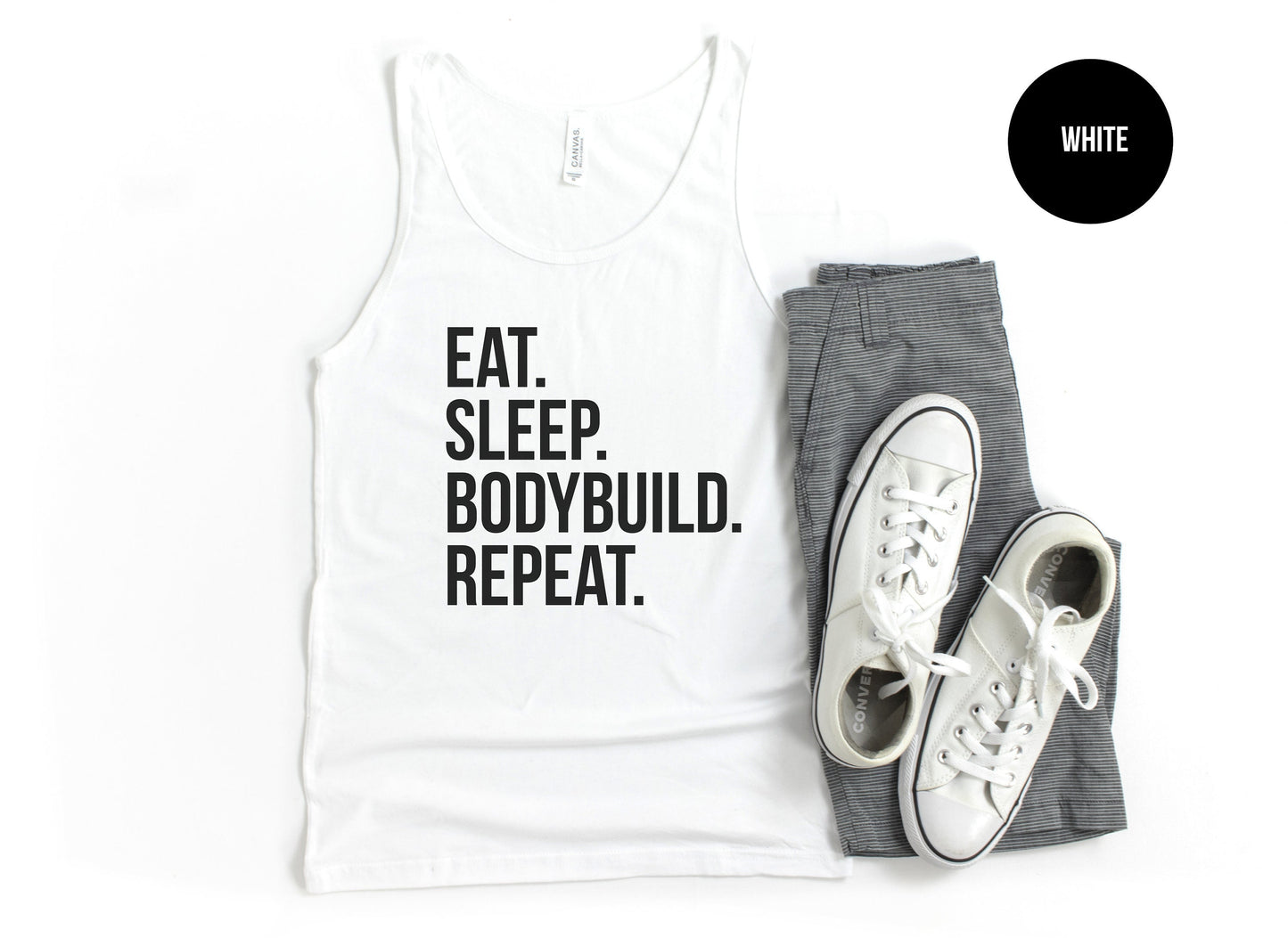 Eat. Sleep. Bodybuild. Repeat. Tank Top
