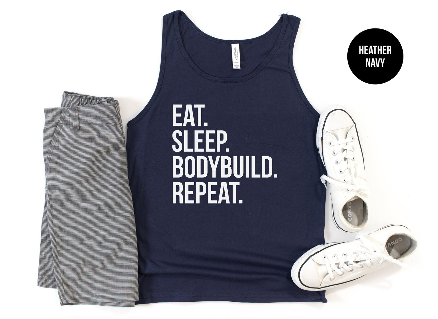 Eat. Sleep. Bodybuild. Repeat. Tank Top