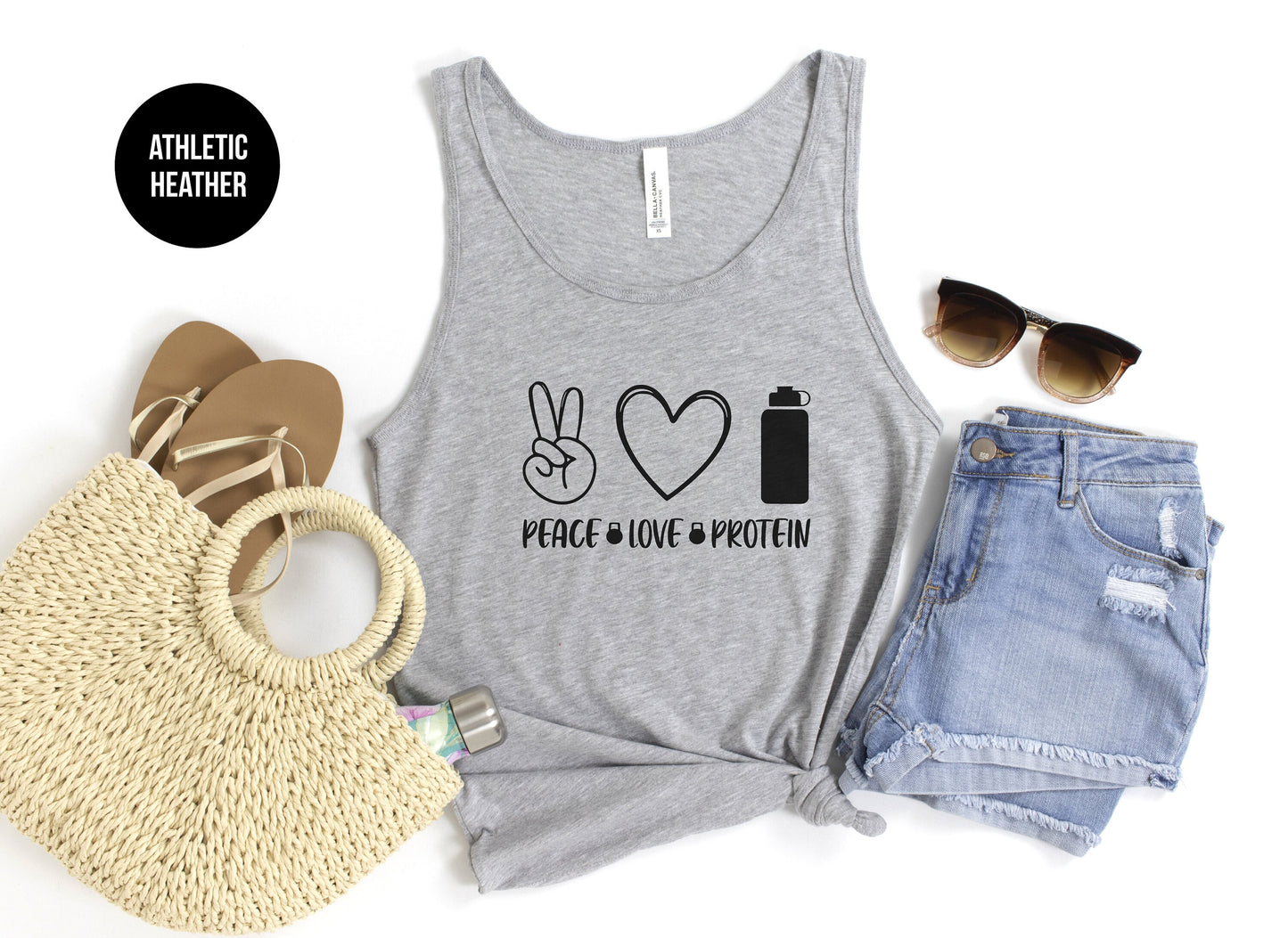 Peace, Love, Protein Tank Top