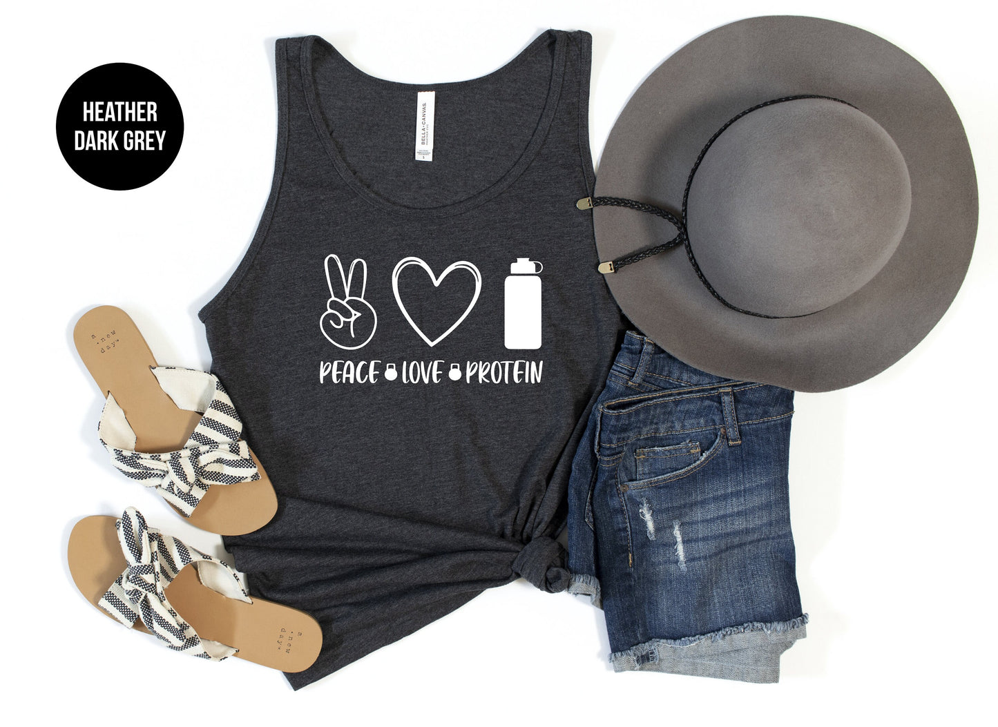 Peace, Love, Protein Tank Top