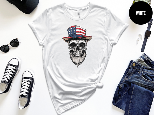 Bearded Skull with American Hat