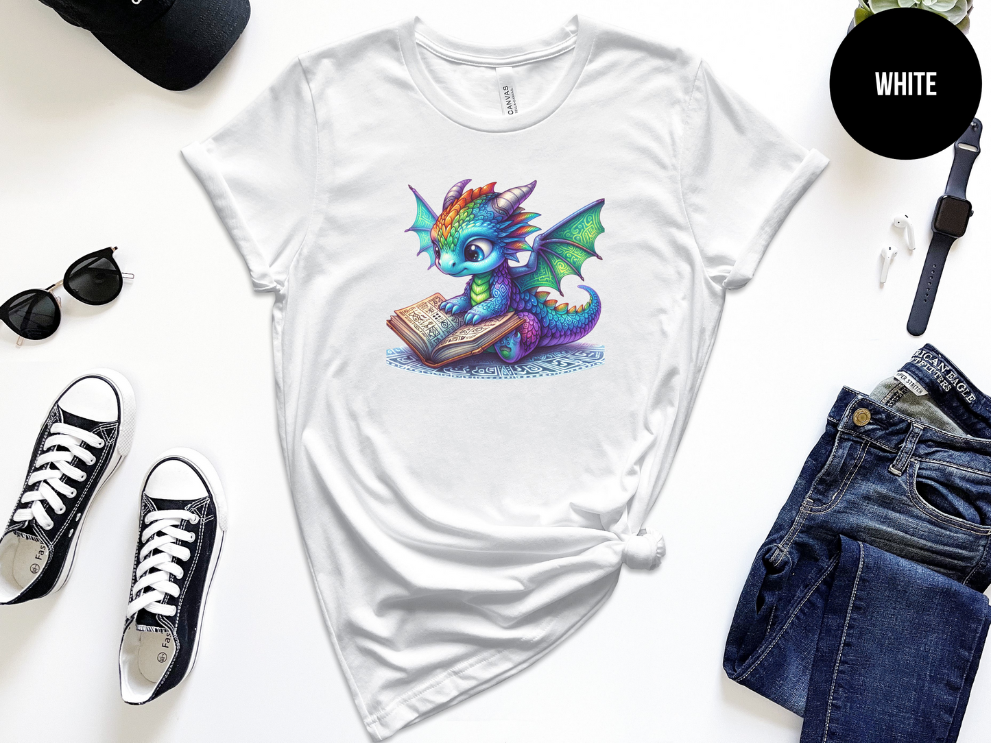 Baby Dragon Reading a Book Shirt