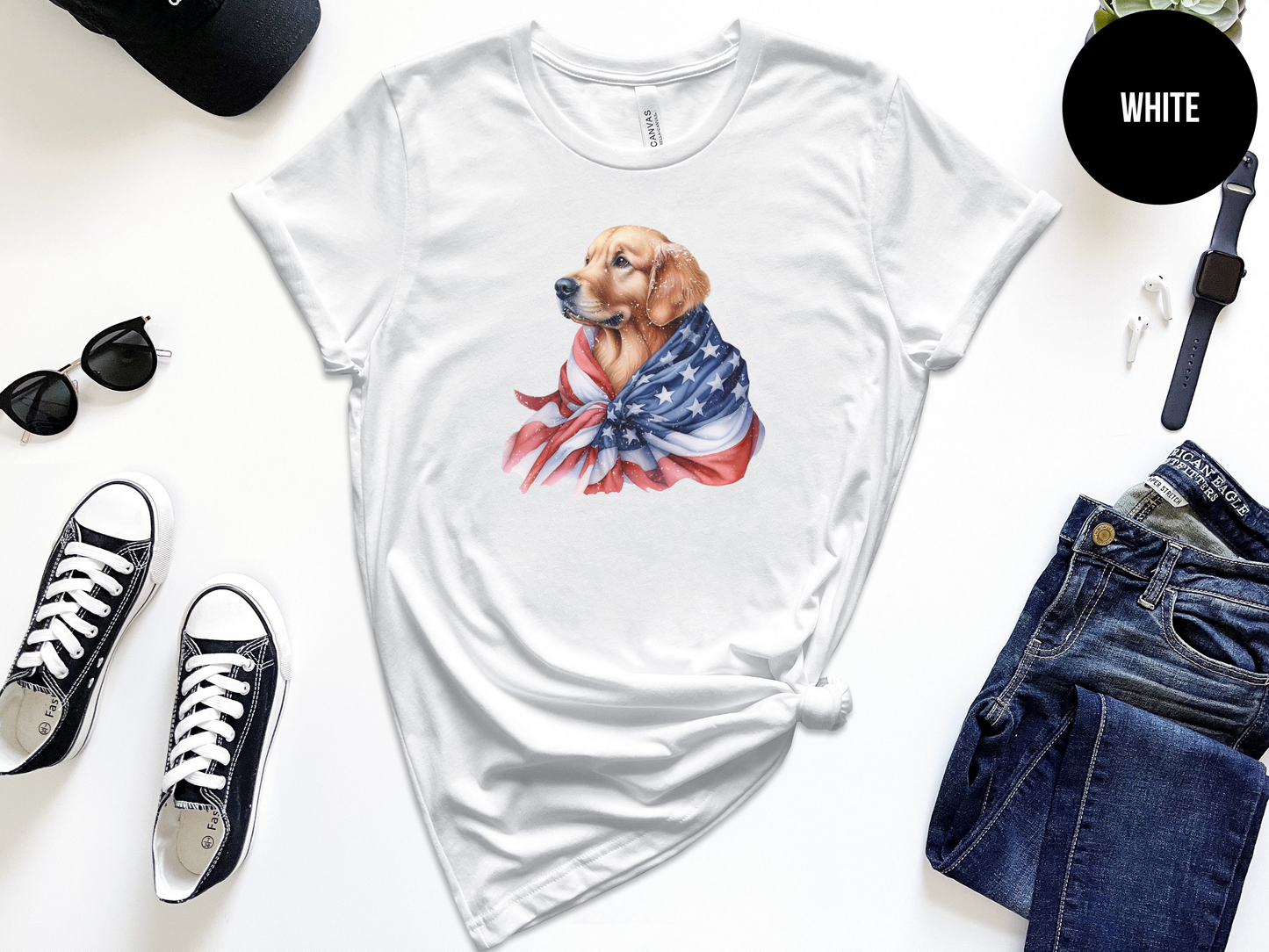 Patriotic Golden Retriever T-Shirt