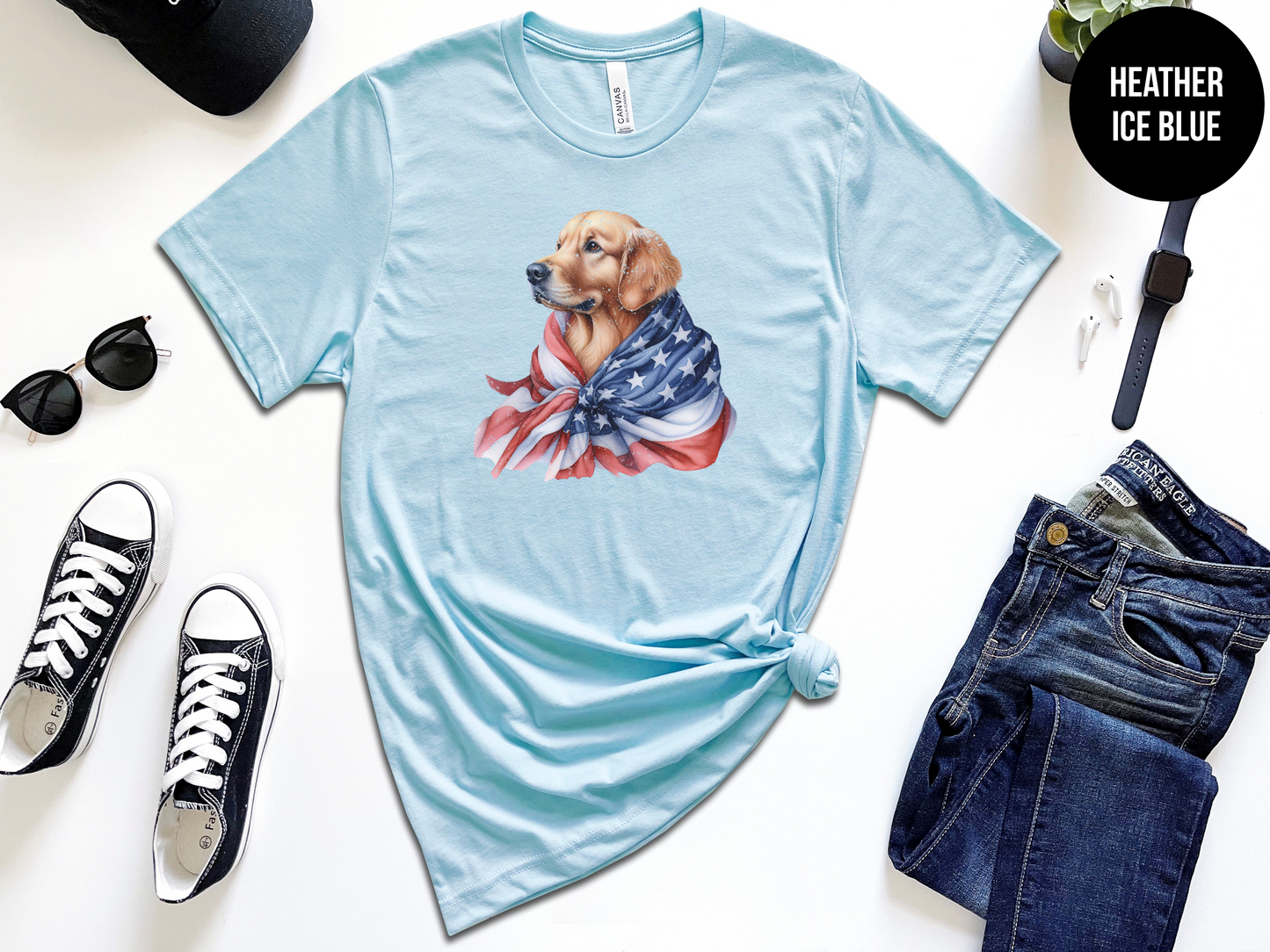 Patriotic Golden Retriever T-Shirt