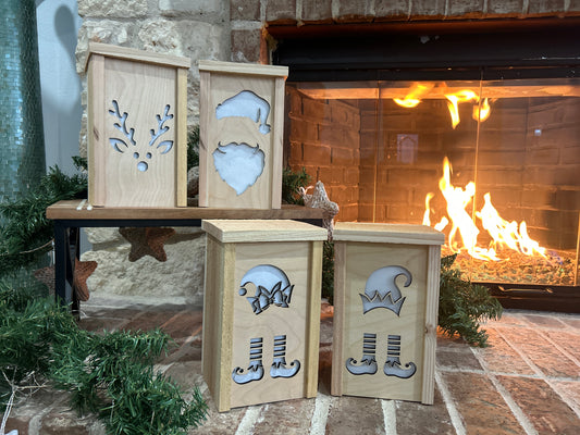 Cedar Christmas Lanterns with Changeable Faces
