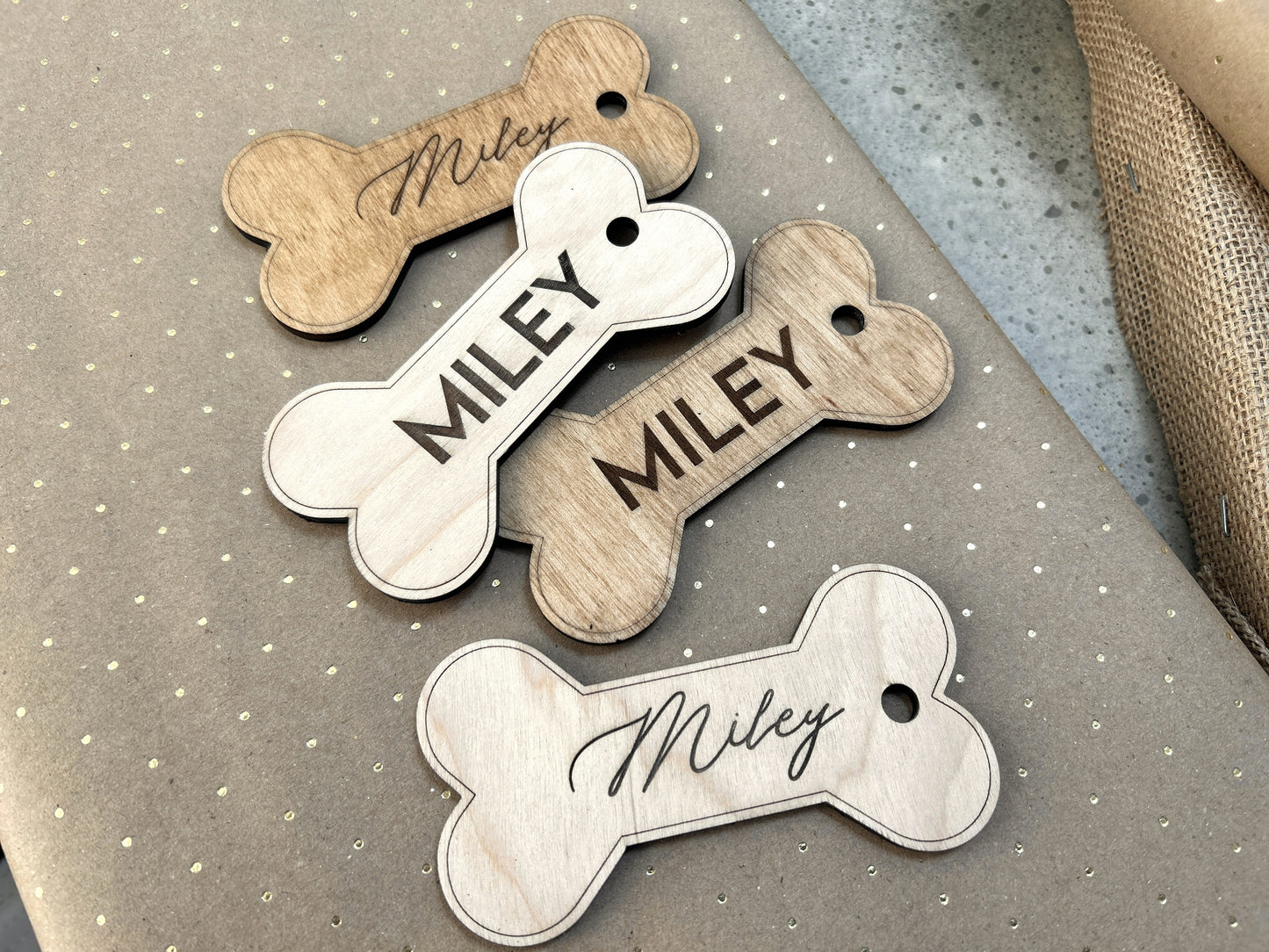 Engraved Pet Stocking Wood Tags