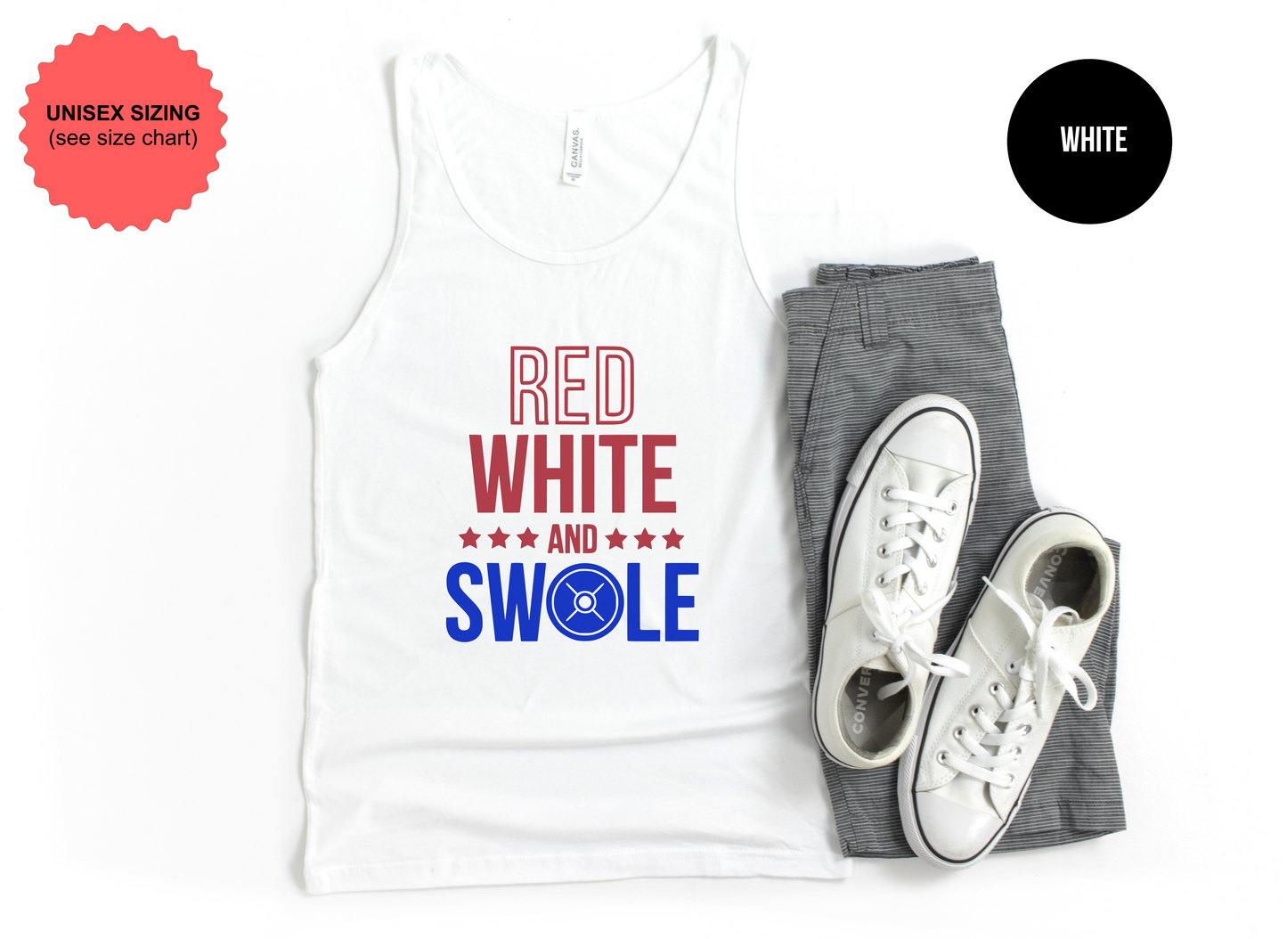 Red, White and Swole Tank Top