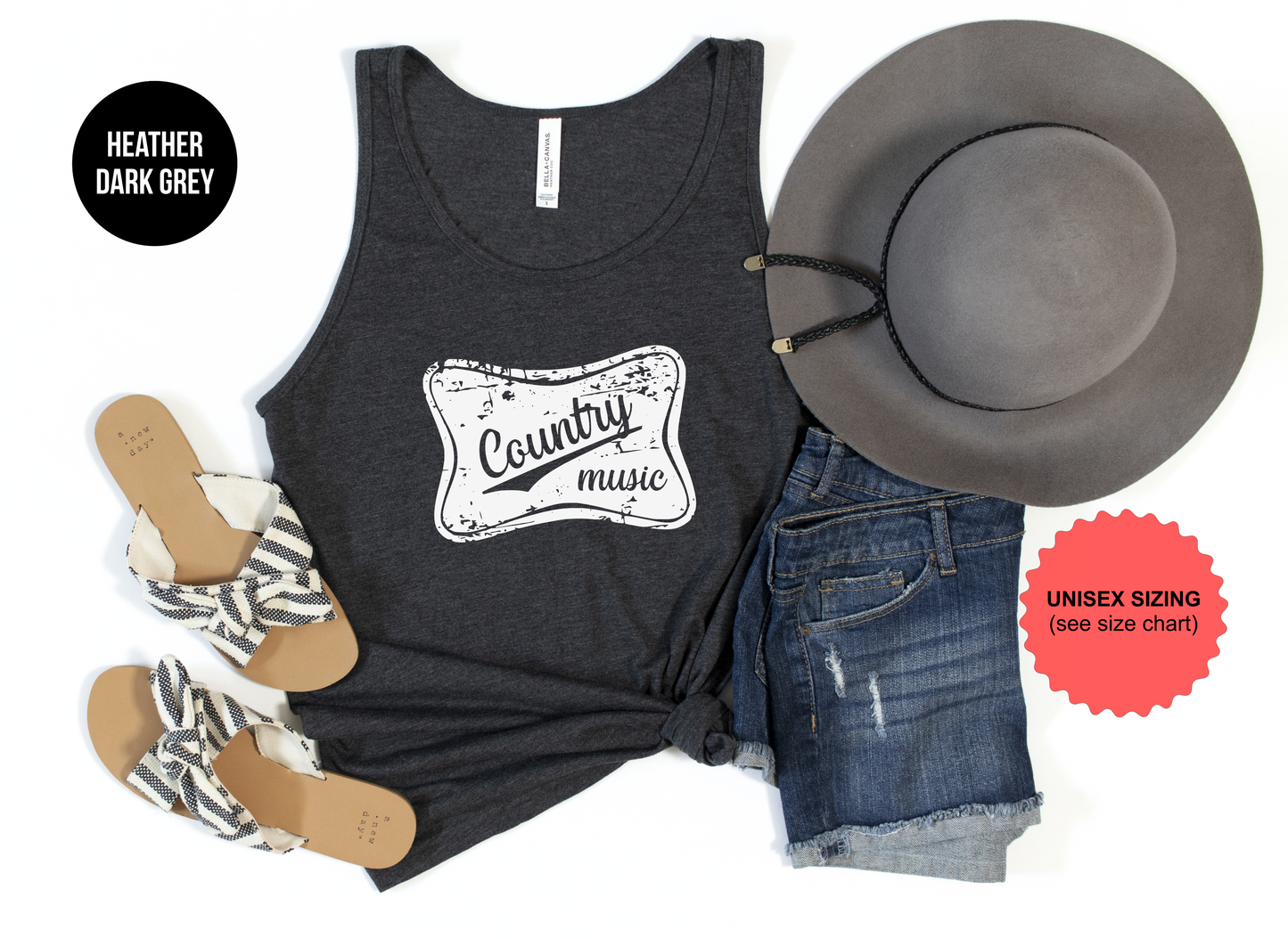 Distressed Country Music Tank Top