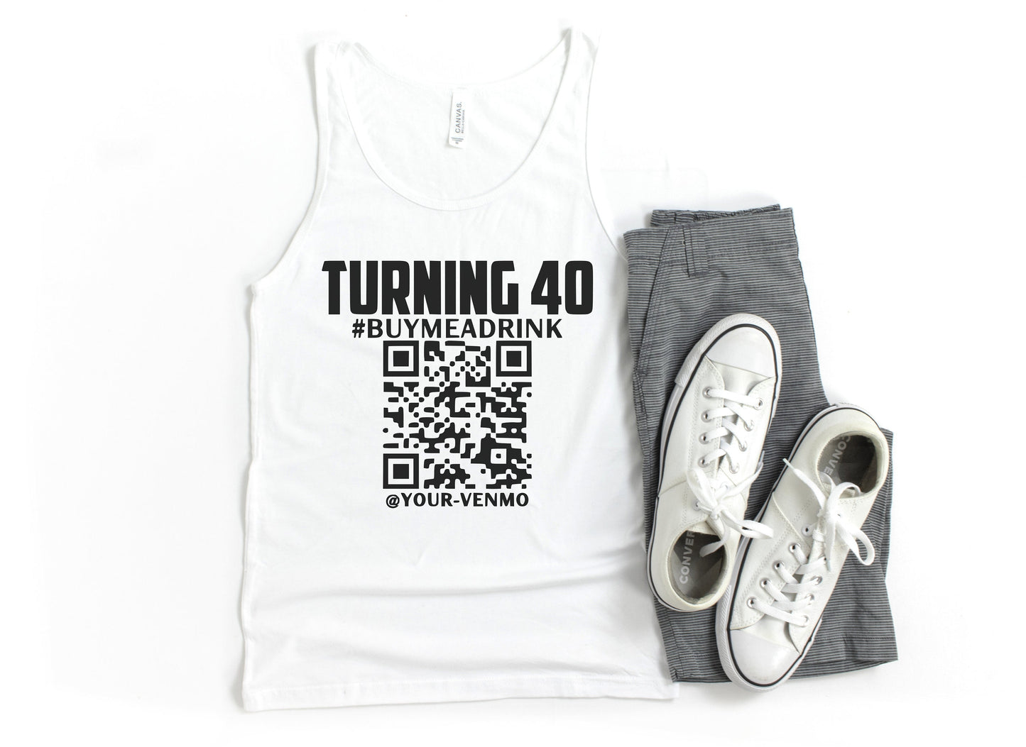 Turning 40 Customized QR Code Tank Top