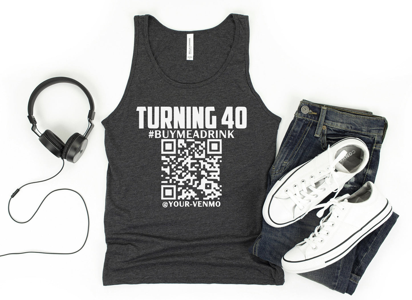 Turning 40 Customized QR Code Tank Top