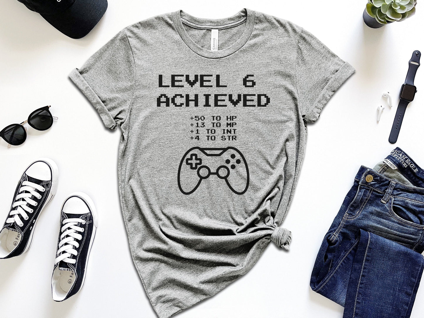 Leveled Up Custom Gamer Themed Birthday Shirt