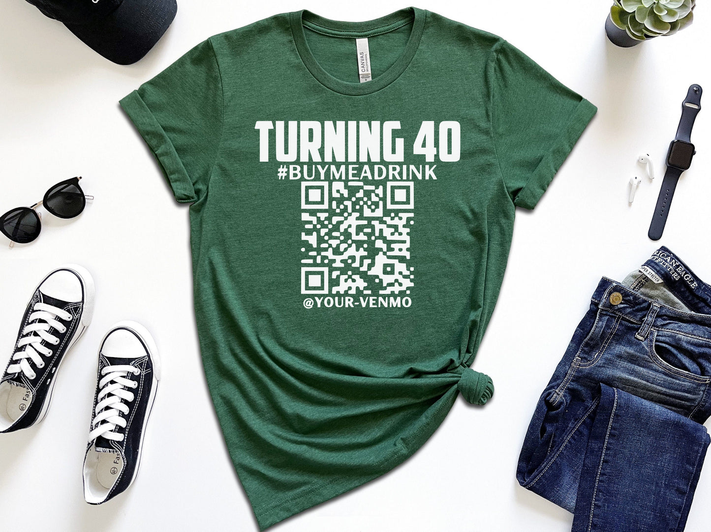 Turning 40 Customized QR Code Shirt
