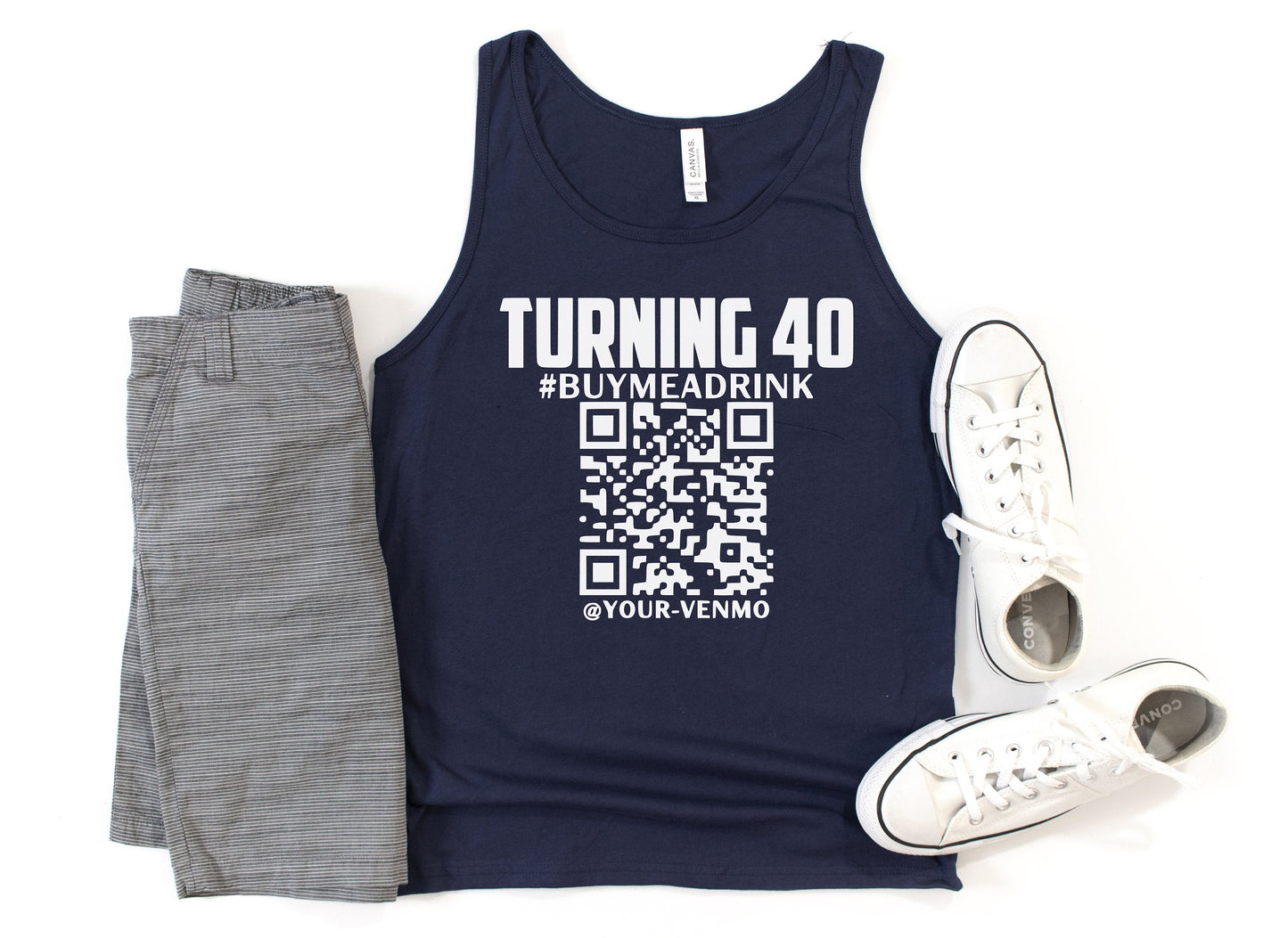 Turning 40 Customized QR Code Tank Top