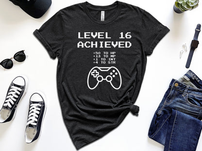 Leveled Up Custom Gamer Themed Birthday Shirt