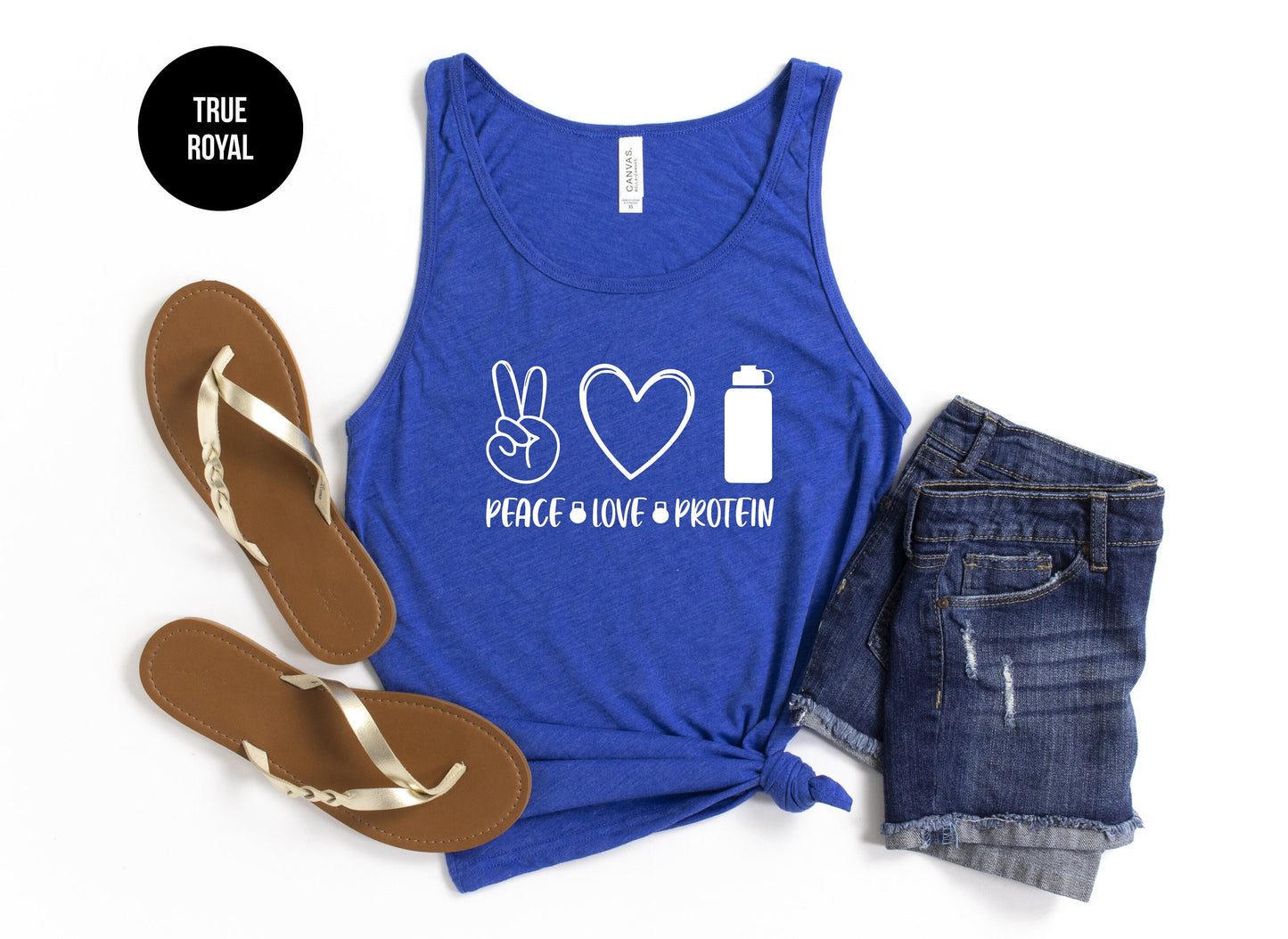 Peace, Love, Protein Tank Top