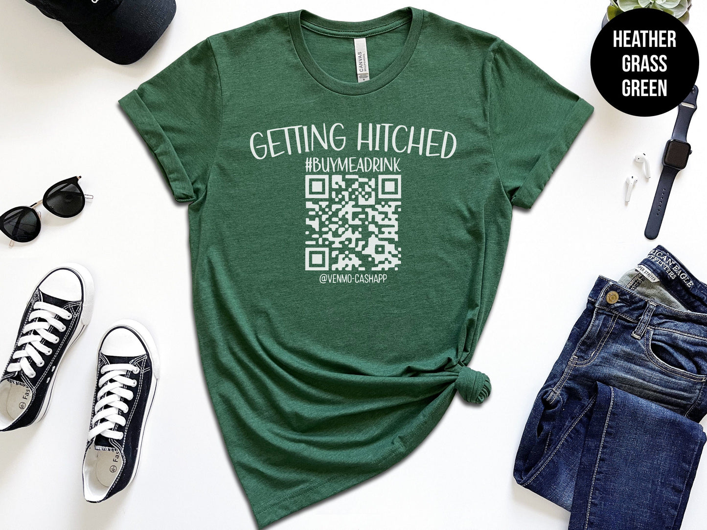 Getting Hitched Custom QR Code Shirt